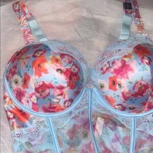 Victoria's Secret Floral Lace Bra in Blue and Pink